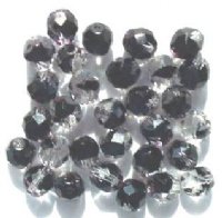 25 8mm Faceted Two Tone Crystal Black Firepolish Beads 
